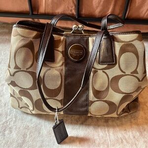 Coach Tan and Brown Signature Tote